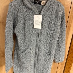 NWT The Irish Store Hooded Zip Sweater Size XS